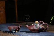 《圣桃》宜興高級工藝美術師手工紫砂壺圣桃泡茶壺茶具底槽青