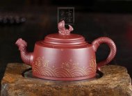 《魚躍龍門》宜興紫砂壺高級工藝美術師手工禮品茶具底槽青