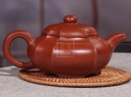 《菱意》宜興紫砂壺高級(jí)工藝美術(shù)師手工貴妃紅朱泥大彬六方