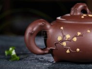 《松竹梅》紫砂壺宜興高級工藝美術(shù)師手工泡茶壺紫泥茶具茶壺